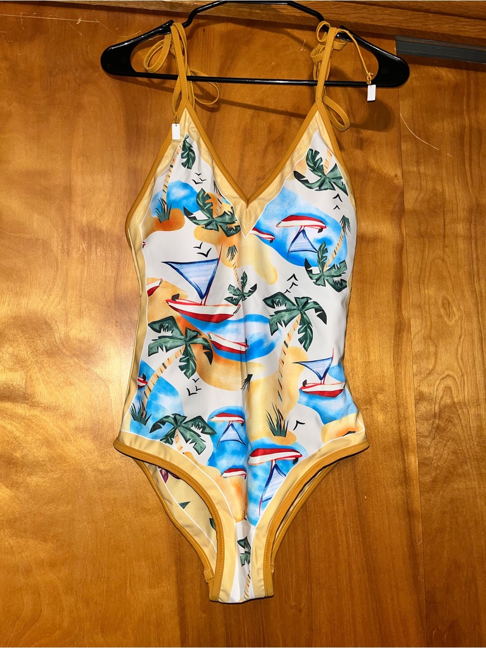Reversible tie-shoulder one piece swimsuit